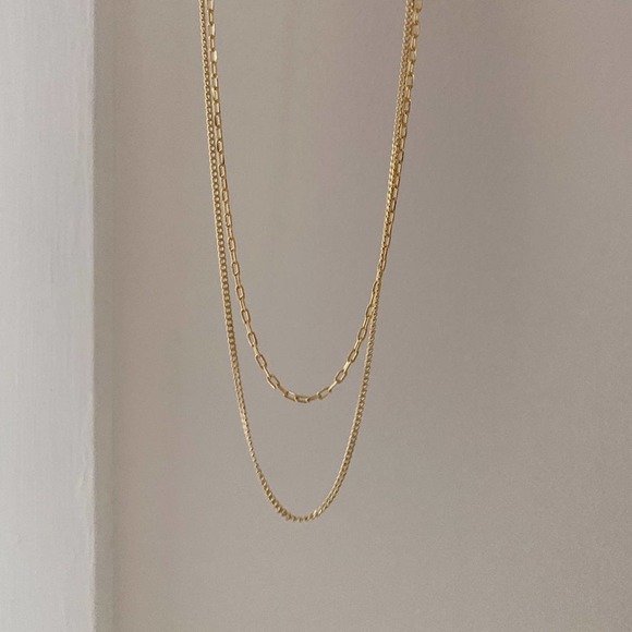 11thstreet Jewelry - Layered Link Necklace Set | 18k Gold Filled